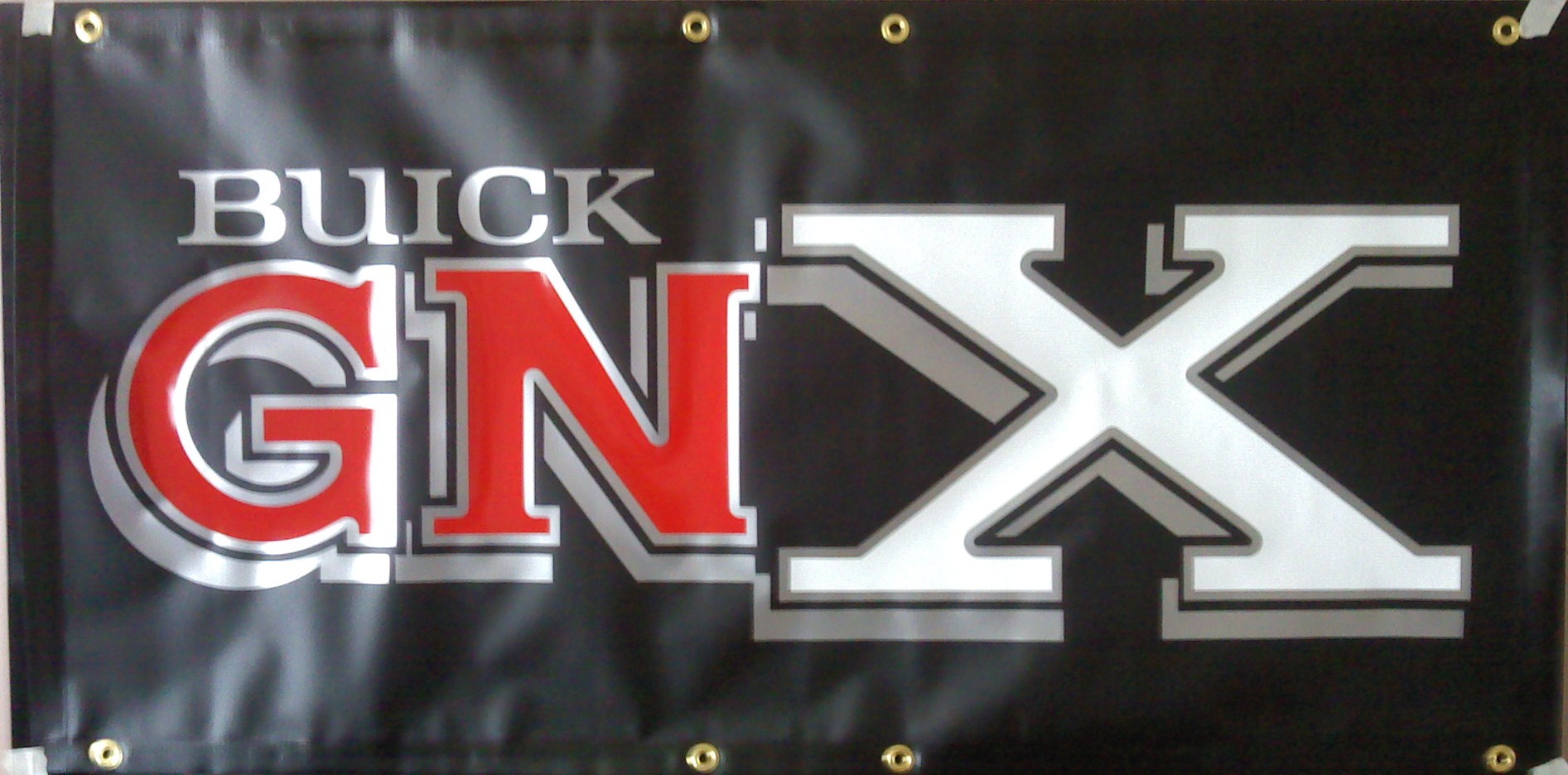 GNX premium 13 oz vinyl Banner, black with red, white, black and silver lettering 2 FT x 4 FT